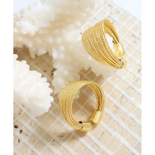 18K Gold Geometric Layering Ring | A430