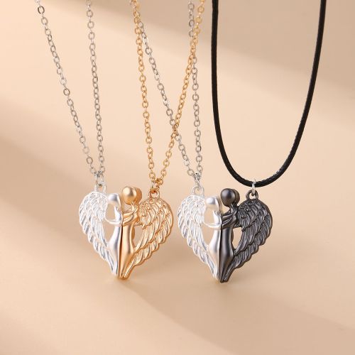 Hugging Angel Couple Wings Magnetic Necklace Set | HN813