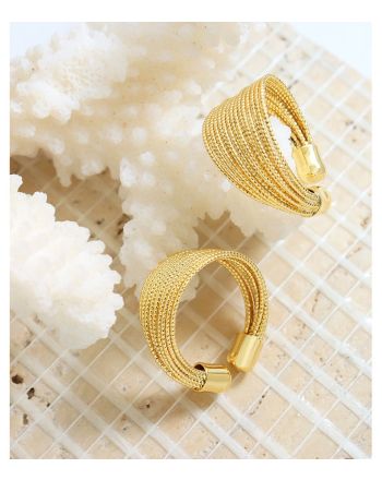 18K Gold Geometric Layering Ring | A430